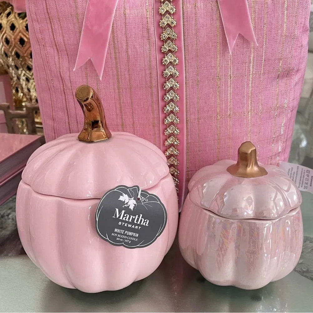 Set Of 2 Pink Pumpkins Candle 20 oz and 9.8 Oz